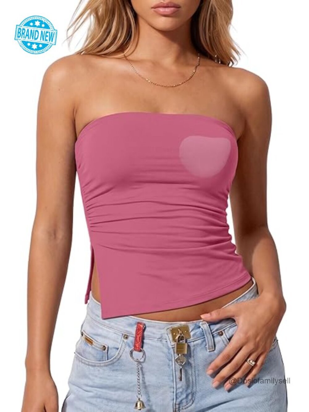 Women's Strapless Tube Top Built-in Bra Double Lined Backless Y2K Crop Tank Top